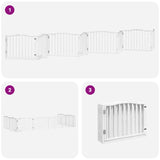 Cancello Cani Porta Pieghevole Bianco 12 Pannelli 640 cm Pioppo