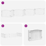 Cancello Cani Porta Pieghevole Bianco 12 Pannelli 640 cm Pioppo