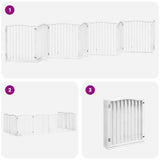 Cancello Cani Porta Pieghevole Bianco 12 Pannelli 640 cm Pioppo