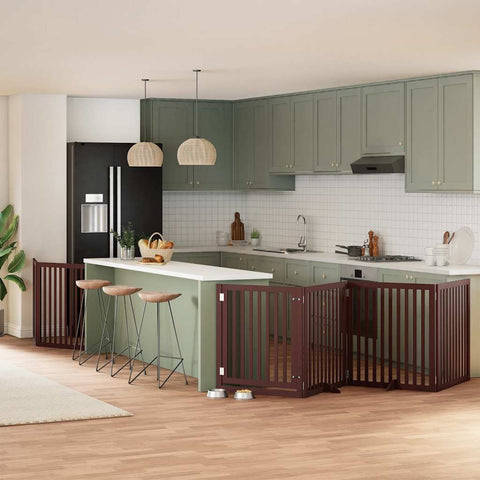 Cancello Cani Porta Pieghevole Marrone 8 Pannelli 640cm Pioppo