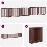 Cancello Cani Porta Pieghevole Marrone 10 Pannelli 800cm Pioppo