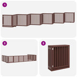 Cancello Cani Porta Pieghevole Marrone 12 Pannelli 960cm Pioppo