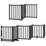 Cancello per Cani Porta Pieghevole Nero 9 Pannelli 450cm Pioppo