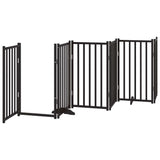 Cancello Cani Porta Pieghevole Nero 12 Pannelli 600 cm Pioppo