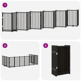 Cancello Cani Porta Pieghevole Nero 12 Pannelli 600 cm Pioppo