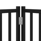 Cancello Cani Porta Pieghevole Nero 12 Pannelli 600 cm Pioppo