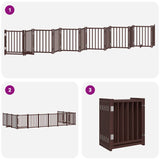Cancello Cani Porta Pieghevole Marrone 12 Pannelli 600cm Pioppo