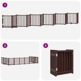 Cancello Cani Porta Pieghevole Marrone 12 Pannelli 600cm Pioppo