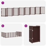 Cancello Cani Porta Pieghevole Marrone 15 Pannelli 750cm Pioppo