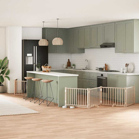 Cancello per Cani Porta Pieghevole 12 Pannelli 960 cm in Pioppo