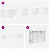 Cancello Cani Porta Pieghevole Bianco 12 Pannelli 640 cm Pioppo