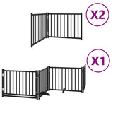 Cancello Cani Porta Pieghevole Nero 8 Pannelli 640 cm Pioppo