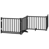 Cancello Cani Porta Pieghevole Nero 8 Pannelli 640 cm Pioppo
