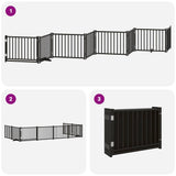 Cancello Cani Porta Pieghevole Nero 8 Pannelli 640 cm Pioppo