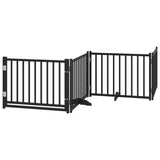 Cancello Cani Porta Pieghevole Nero 10 Pannelli 800 cm Pioppo
