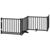 Cancello Cani Porta Pieghevole Nero 12 Pannelli 960 cm Pioppo