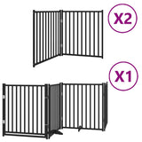 Cancello Cani Porta Pieghevole Nero 8 Pannelli 640 cm Pioppo