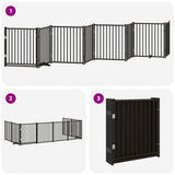 Cancello Cani Porta Pieghevole Nero 8 Pannelli 640 cm Pioppo