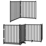 Cancello Cani Porta Pieghevole Nero 12 Pannelli 960 cm Pioppo