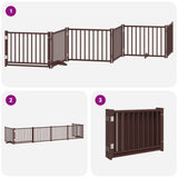 Cancello Cani Porta Pieghevole Marrone 6 Pannelli 480cm Pioppo