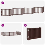 Cancello Cani Porta Pieghevole Marrone 8 Pannelli 640cm Pioppo