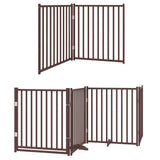 Cancello Cani Porta Pieghevole Marrone 6 Pannelli 480cm Pioppo