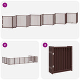 Cancello Cani Porta Pieghevole Marrone 12 Pannelli 960cm Pioppo