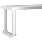 Tavolo Lavoro Cucina con Ripiano 120x60x115 cm Acciaio Inox