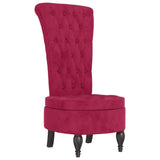 Sedia Schienale Alto Design Bottoni Velluto Rosso Vino Chiaro