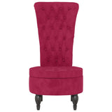 Sedia Schienale Alto Design Bottoni Velluto Rosso Vino Chiaro