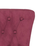 Sedia Schienale Alto Design Bottoni Velluto Rosso Vino Chiaro