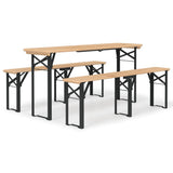 Set Tavolo Birreria Pieghevole 3 pz in Legno Massello di Abete