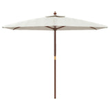 Ombrellone da Giardino con Palo in Legno Sabbia 299x240 cm