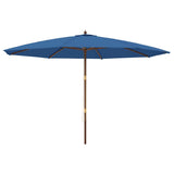 Ombrellone da Giardino con Palo in Legno Azzurro 400x273 cm