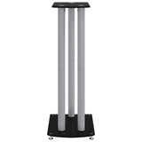 Pedane Casse 2pz Nero Argento Vetro Temperato Design 3 Pilastri