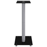 Pedane Casse 2pz Nero Argento Vetro Temperato Design 2 Pilastri