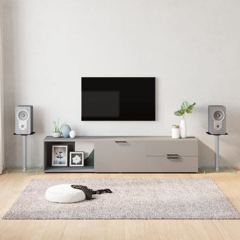 Pedane Casse 2pz Argento Vetro Temperato Design a 1 Pilastro