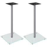 Pedane Casse 2pz Argento Vetro Temperato Design a 1 Pilastro