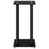 Pedane per Casse 2pz Nero Vetro Temperato Design a 4 Pilastri