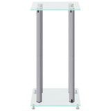 Pedane Casse 2pz Argento Vetro Temperato Design a 4 Pilastri