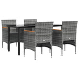 Set da Pranzo da Giardino 5 pz con Cuscini Grigio e Nero