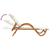 Lettino con Cuscino Bianco Textilene e Legno Massello di Pioppo