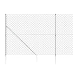 Recinzione a Rete con Picchetti Ancoraggio Argento 1,4x25 m