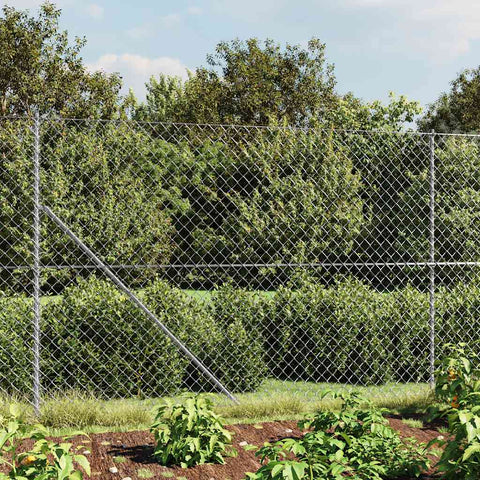 Recinzione a Rete con Picchetti Ancoraggio Argento 1,4x25 m