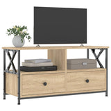 Mobile TV Rovere Sonoma 90x33x45 cm Legno truciolato e Ferro