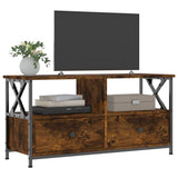 Mobile TV Rovere Fumo 90x33x45 cm in Legno truciolato e Ferro