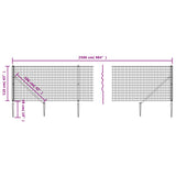 Recinzione Metallica con Picchetti Ancoraggio Antracite 1,1x25m