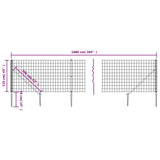 Recinzione Metallica con Picchetti Ancoraggio Antracite 1,1x10m