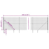 Recinzione Metallica con Picchetti Ancoraggio Antracite 1,6x10m