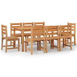 Set da Pranzo per Giardino 9 pz in Legno Massello di Teak